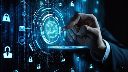 the man behind the icon of cyber secuirty panel hologram