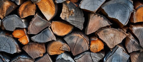 Detailed image of stacked firewood revealing the grain pattern.