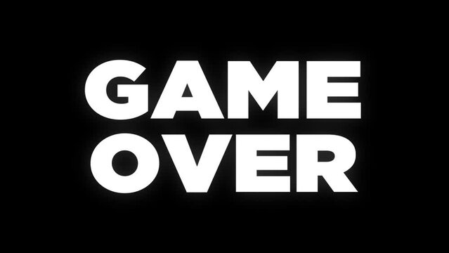 GAME OVER lettering - stroke text reveals animation changing colors on black background