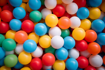 Fototapeta na wymiar Colorful ball pool from a top view in an indoor playground