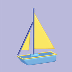 Sea ​​transportation concept. Realistic 3d object cartoon style. Vector colorful illustration. 