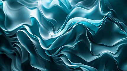 Obraz premium Fluid Dynamics Symphony with a teal wavy abstract background.