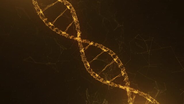 Abstract Golden 3D Dna Rotate Particles Background
