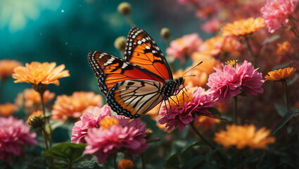 Fototapety  abstract nature spring Background  spring flower and butterfly