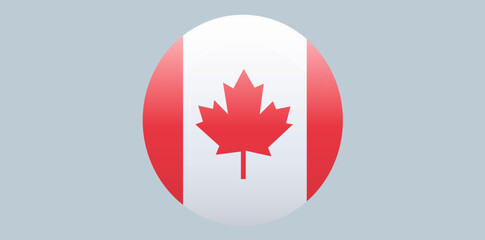 National Flag of Canada Round Shape Vector Illustration.