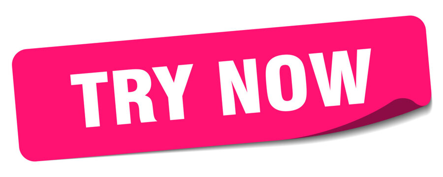 try now sticker. try now label