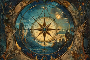 Enchanted celestial compasses, guiding adventurers to hidden realms among the stars - Generative AI