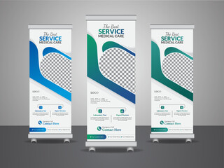 Standee and Banner Template: Professional and Modern Health Care and Medical Roll Up Design, Creative Minimal x Banner, Simple Layout, Modern Minimalist Professional and Corporate Medical Roll Up 