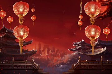 background happy new year china lanscape with generative ai