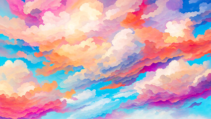 Obraz na płótnie Canvas watercolor abstact background made with colorful clouds 