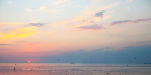 Sunrise over the sea. Panorama