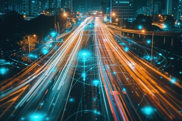Fototapeta na wymiar AI traffic management system in urban digital infrastructure.