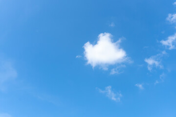 Beautiful blue sky with strange shape of clouds in the morning or evening used as natural background texture in decorative art work.