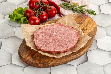 Raw beef uncooked burger cutlet