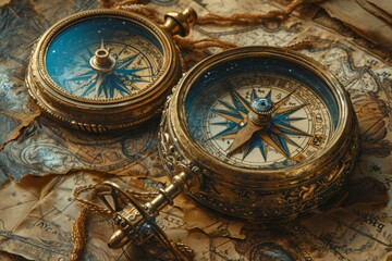 Enchanted celestial compasses, guiding adventurers to hidden realms among the stars - Generative AI