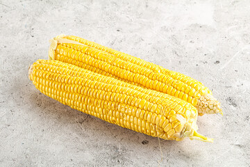 Sweet yellow raw corn cob