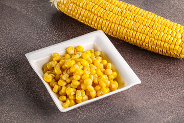 Marinated corn in the bowl