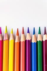 Color pencils on white background