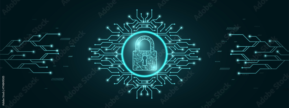 Poster cybersecurity and information protection. data protection concept design for personal privacy, and c