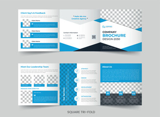 company square trifold brochure template design layout