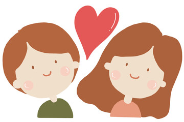 cute couple in love, boy and girl, cute school children, first love