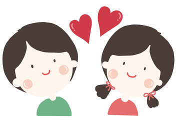 cute couple in love, boy and girl, cute school children, first love