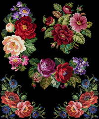 floral pattern cross stitch flower flower, rose, floral, flowers, vector, pattern, nature, pink, leaf, seamless, illustration, bouquet, roses, plant, spring, red, design, love, decoration, summer, bea