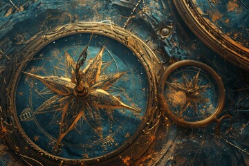 Fototapeta na wymiar Enchanted celestial compasses, guiding adventurers to hidden realms among the stars - Generative AI
