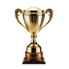 Fototapeta na wymiar A Gleaming Sports Trophy.. Isolated on a Transparent Background. Cutout PNG.