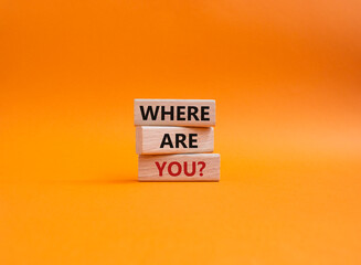 We want you symbol. Concept words We want you on wooden blocks. Beautiful orange background. Business and We want you concept. Copy space.