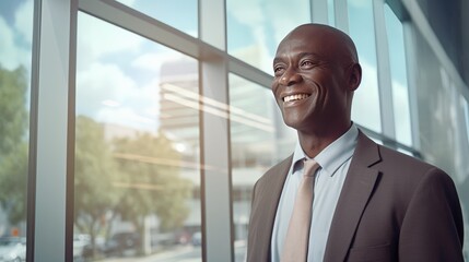 Fototapeta premium African senior business man looking at the window