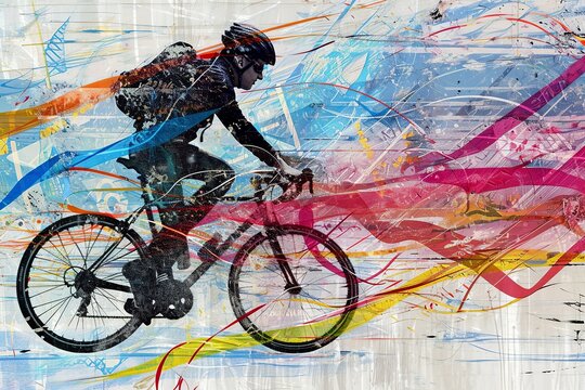 Speed of Cycling: Abstract Wind Lines in Vivid Colors

