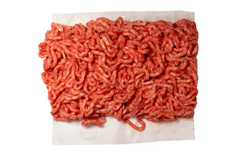 Raw minced beef close-up, top view.