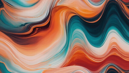 Fototapeta premium Delicate and dreamy wallpaper, mixing colors, golden curls and transparent waves. Abstract painting using fluid art technique with alcohol paints.