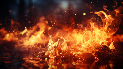 Fototapeta na wymiar Fire flames burning red hot sparks
