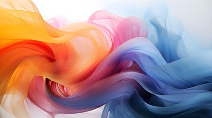 An abstract colorful waves painting on a white background.
