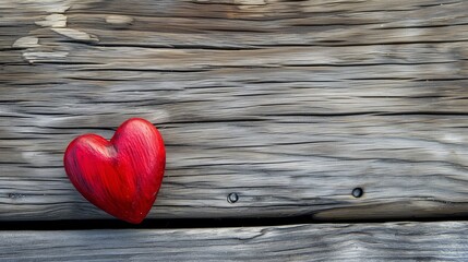 valentine day with red heart on wooden background