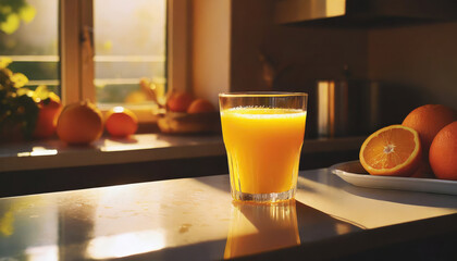 Refreshing Organic Orange Juice: A Sweet and Healthy Citrus Beverage in a Glass