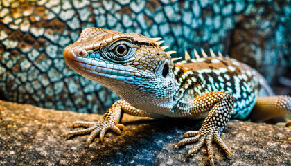 Fototapeta premium Majestic Iguana: A Closeup Portrait of a Exotic Reptile in Nature