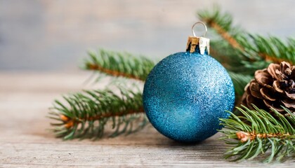 Obraz na płótnie Canvas blue christmas tree balls toys on a light background