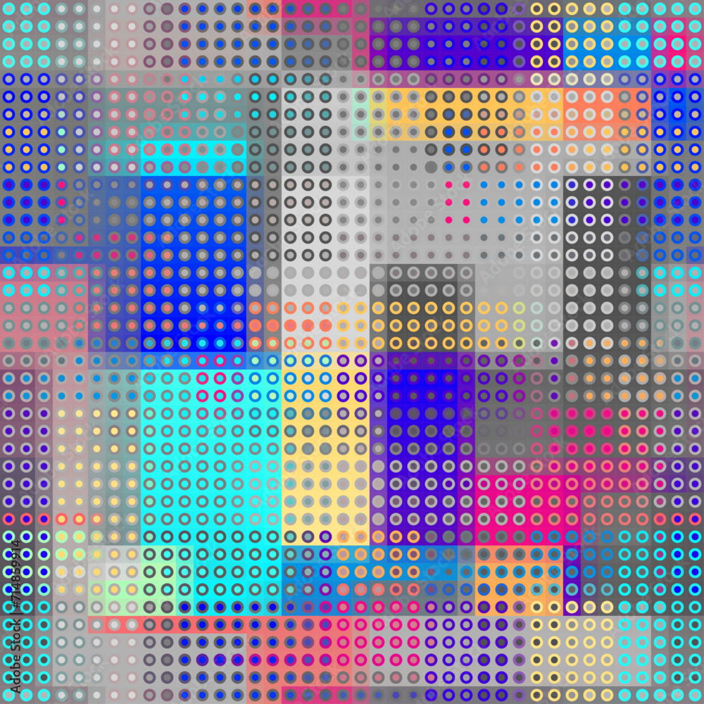 Leinwandbilder Seamless geometric vector pattern. Dots overlay style. Abstract background pixel art texture