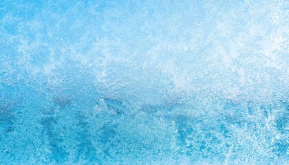 winter frosted window glass blue color background - obrazy, fototapety, plakaty