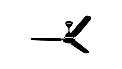 Ceiling fan, black isolated silhouette