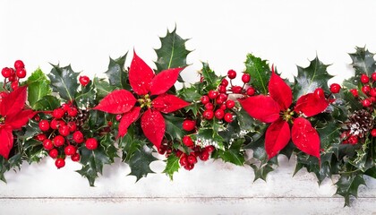 red holly flowers christmas frame