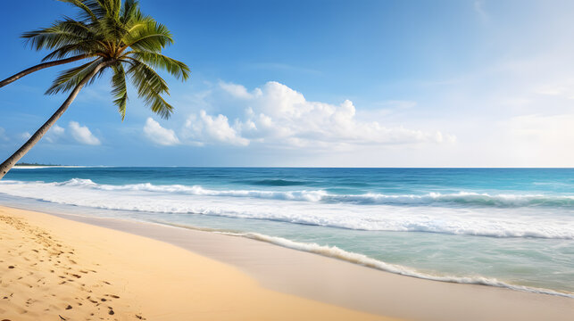beach coconut trees and wave seasun