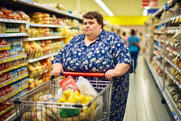 fat woman in the supermarket