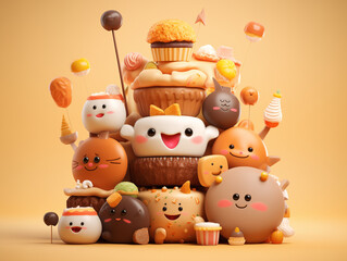 Naklejka premium Cute 3D colorful illustration