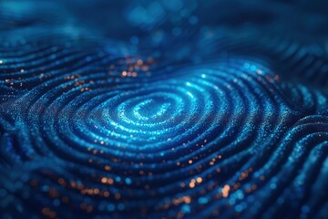Fingerprint, digital. Abstract Fingerprint in Blue. Digital Whorl.