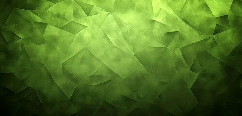 Textured green geometric shapes on a dark background.