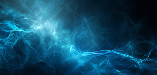 Soft ethereal blue smoke patterns swirling on a dark background. - obrazy, fototapety, plakaty